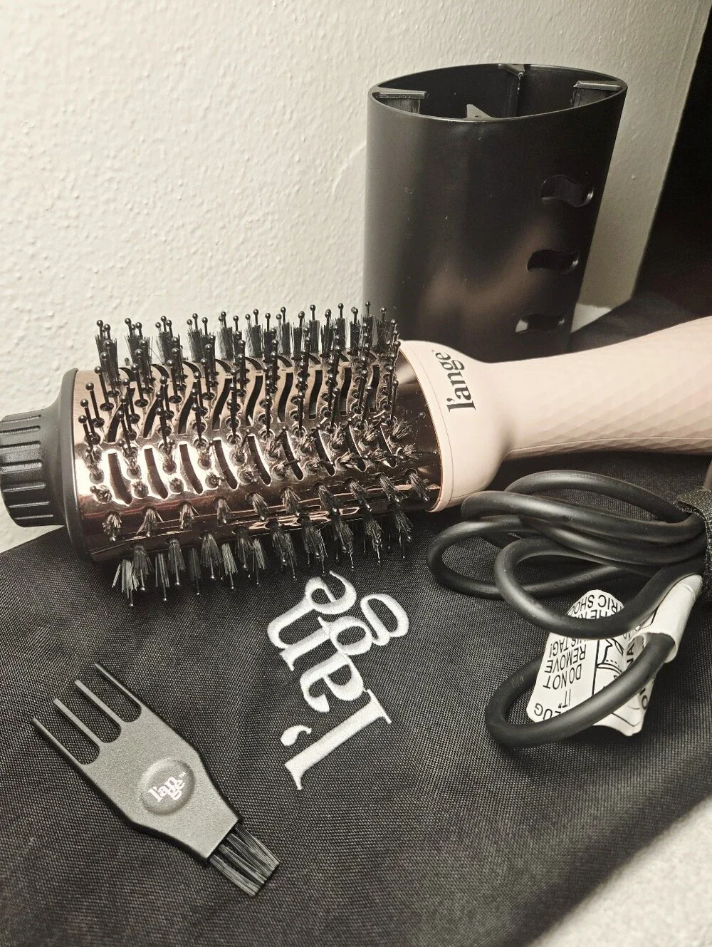 L'ange Le Volume 2-in-1 Titanium Brush Dryer 75mm Blush Pink Hot Air Brush
